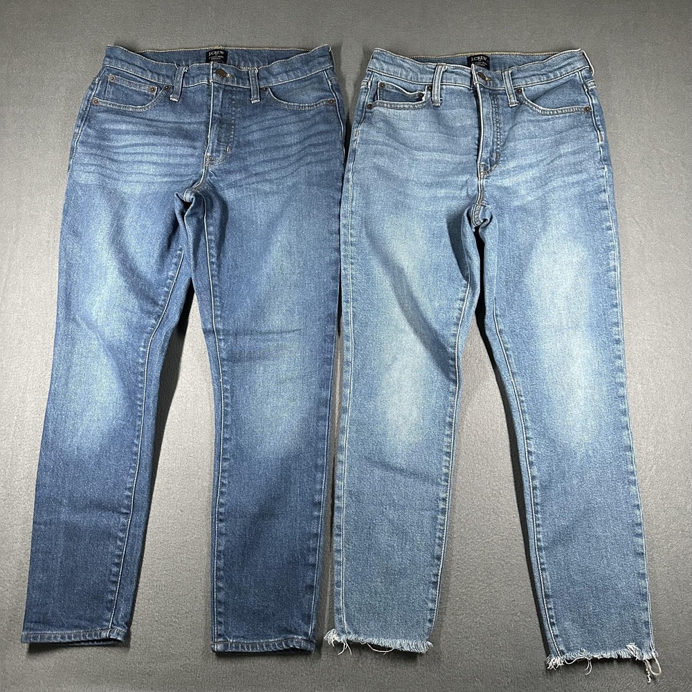 J Crew Jeans Womens 27 Blue 9in 10in High-Rise Skinny Lot of 2 Stretch Raw Hem - Picture 1 of 16